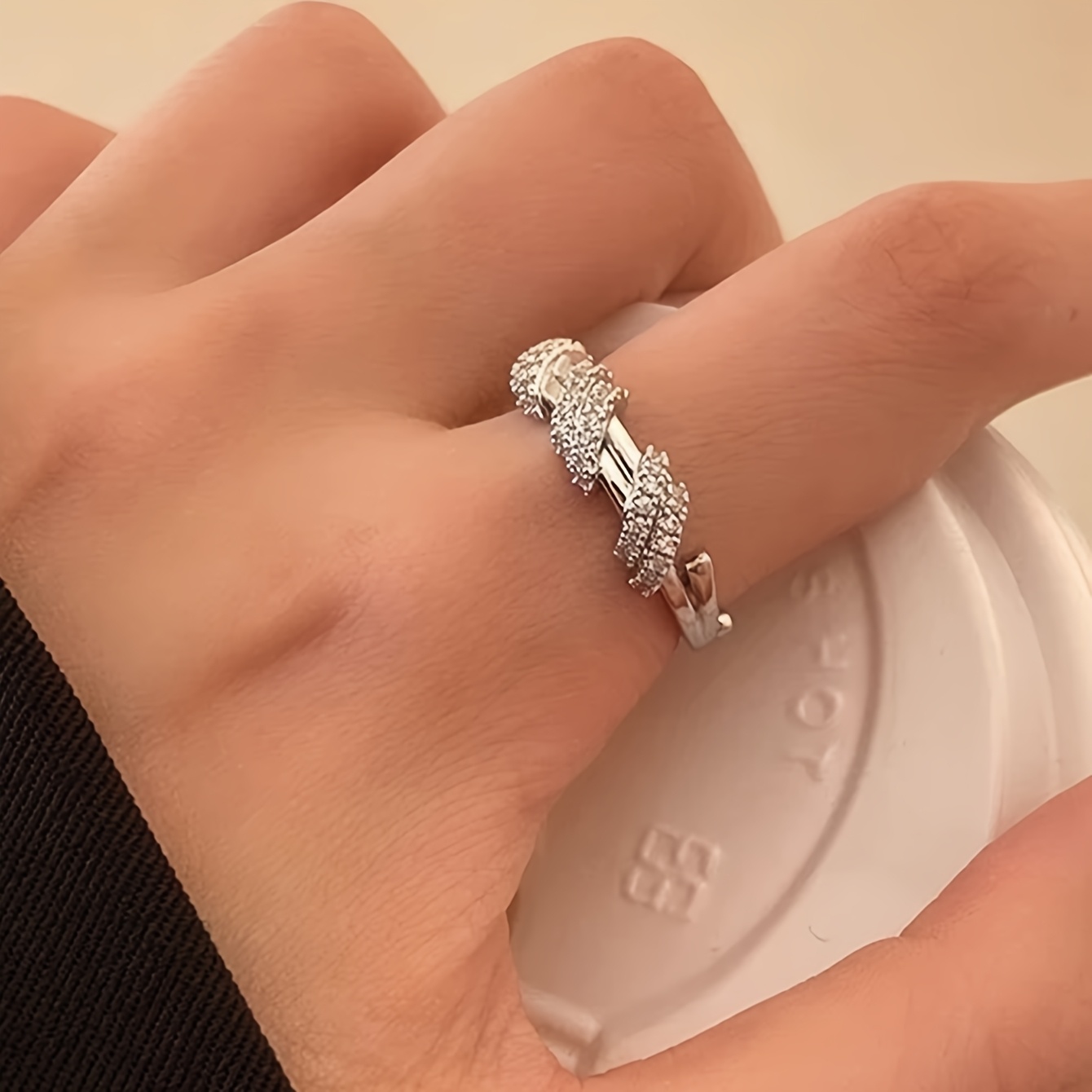 Exquisite Copper Alloy Wire-wrapped Open Ring for Women